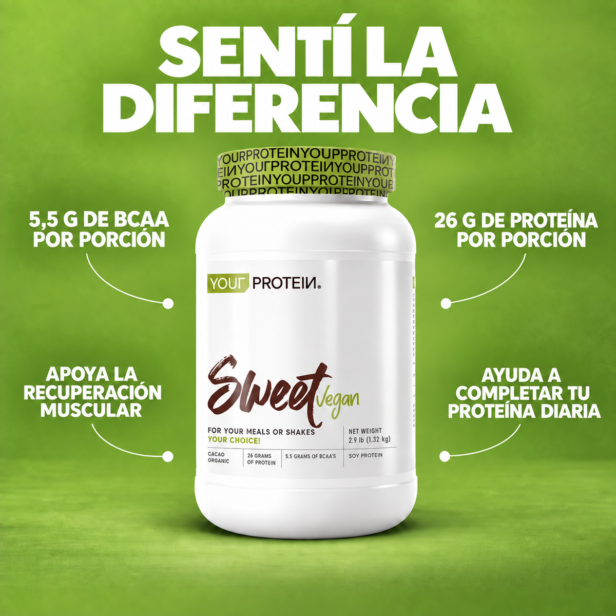 Proteína Vegan Sweet Cacao 2.9 lb