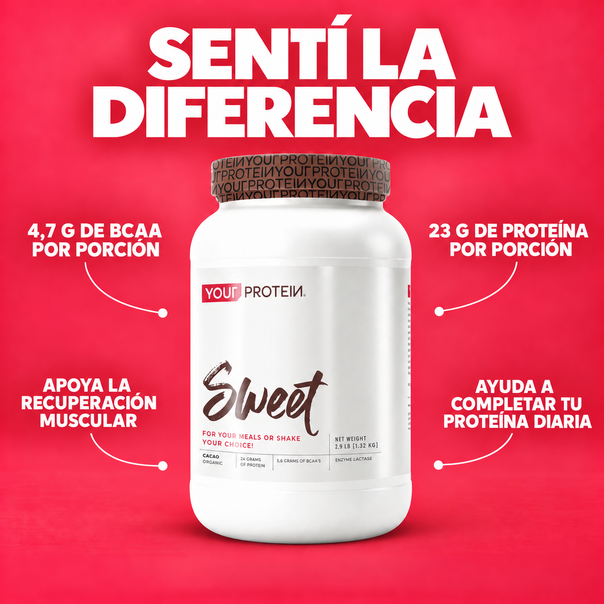 Proteína Whey Sweet Cacao 2.9 lb