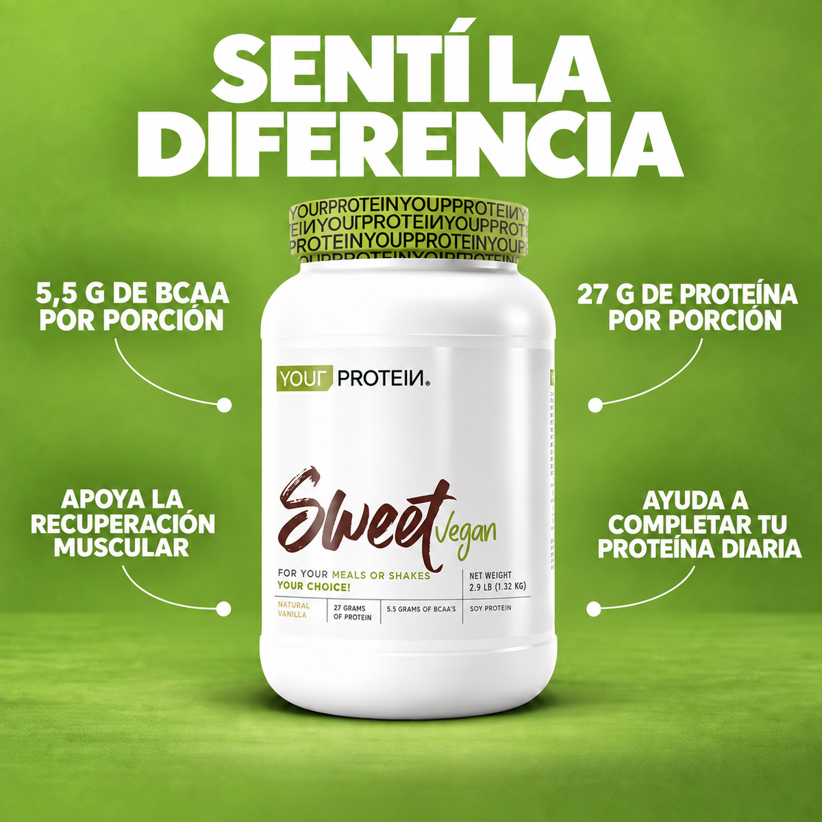 Proteína Vegan Sweet Vainilla 2.9 lb