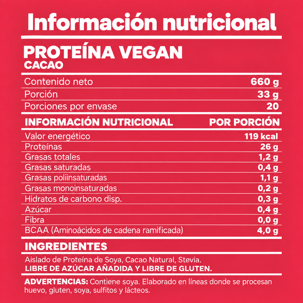 Proteína Vegan Sweet Cacao Refill 1.4 lb