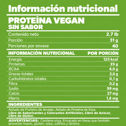 Proteína Vegana Sin Sabor 2.7 lb