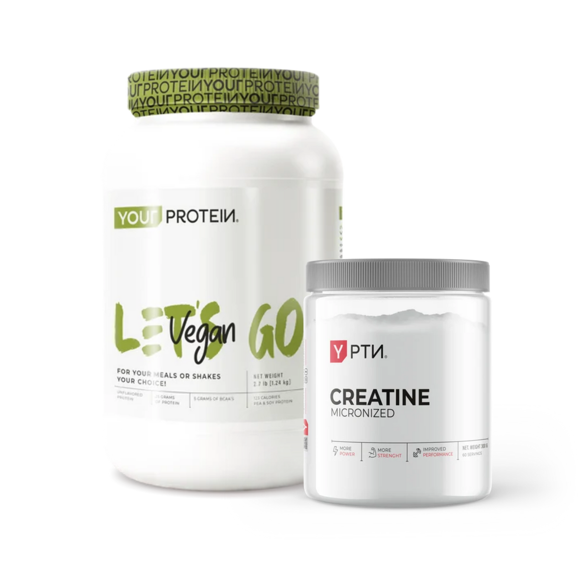 Pack Proteína Vegan 2.8lb Sin Sabor + Creatina Monohidrato