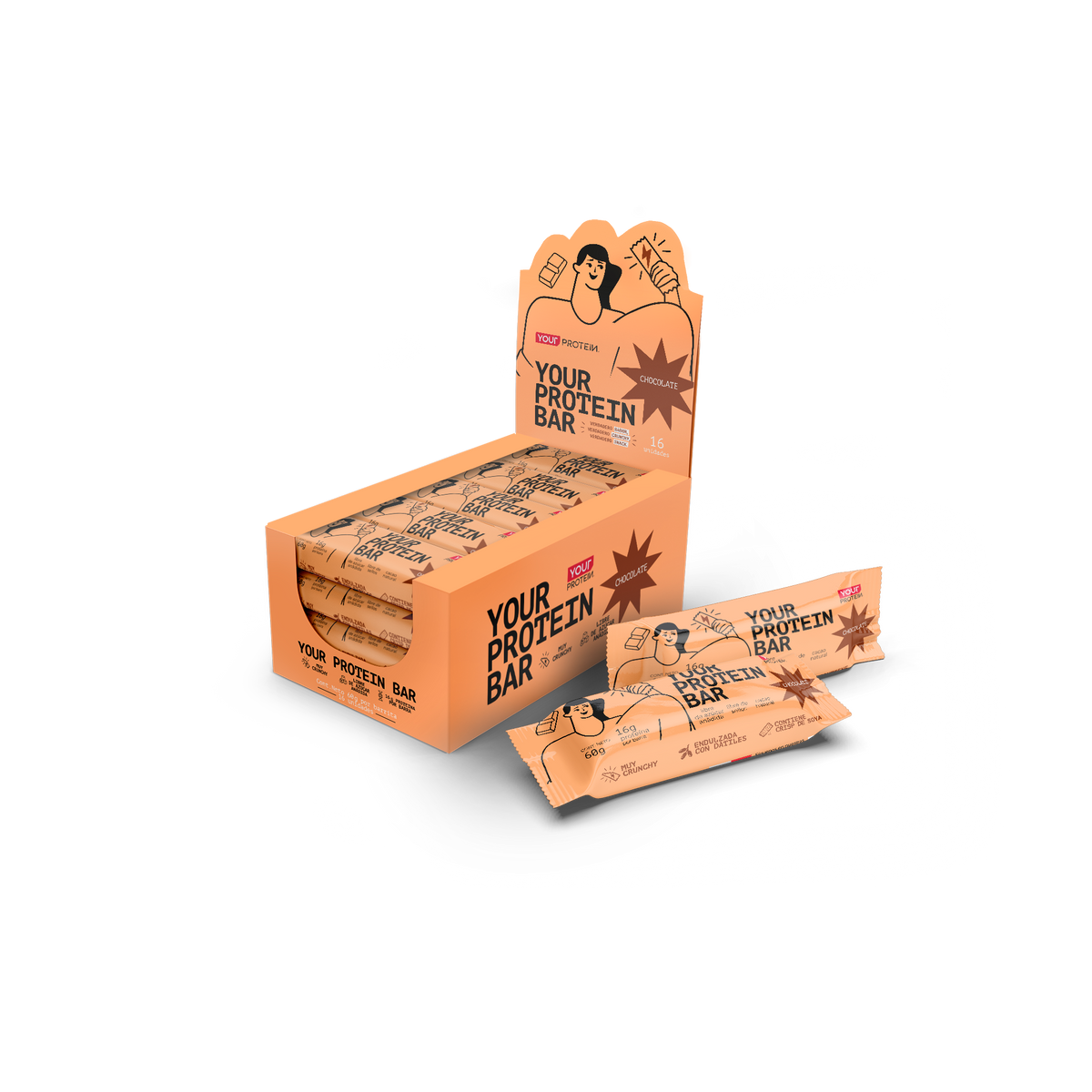 PACK DISPLAY DE 16 BARRITAS PROTEINA WHEY CHOCOLATE