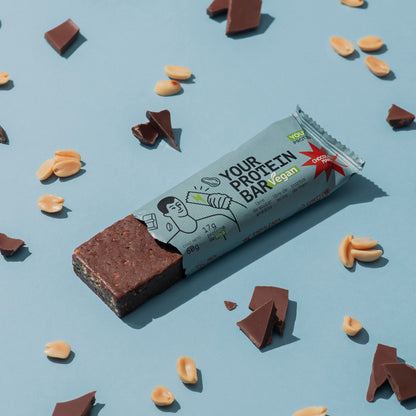 PACK DISPLAY DE 16 BARRITAS PROTEINA VEGAN CHOCOLATE MANI