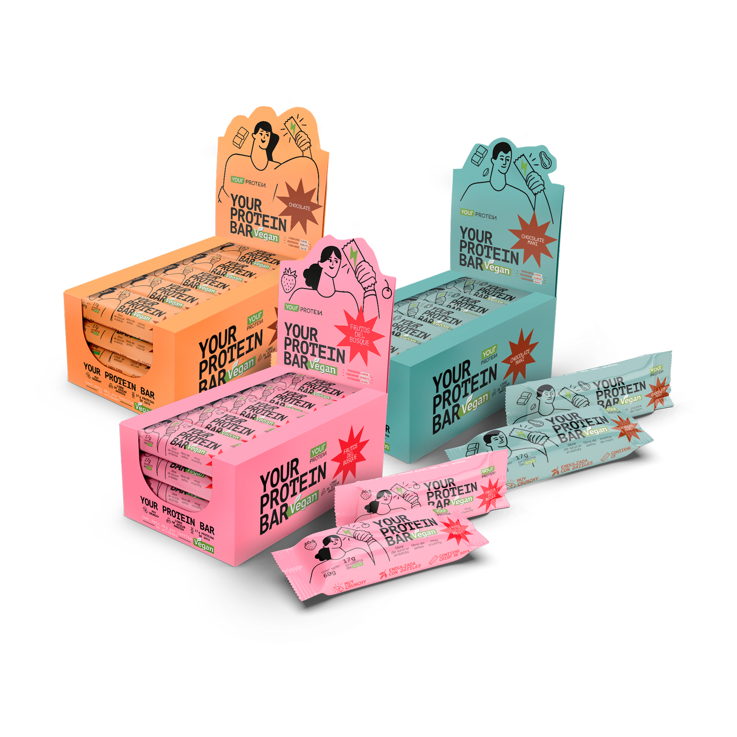 PACK DE 48 BARRITAS DE PROTEINA VEGAN (3 DISPLAY)