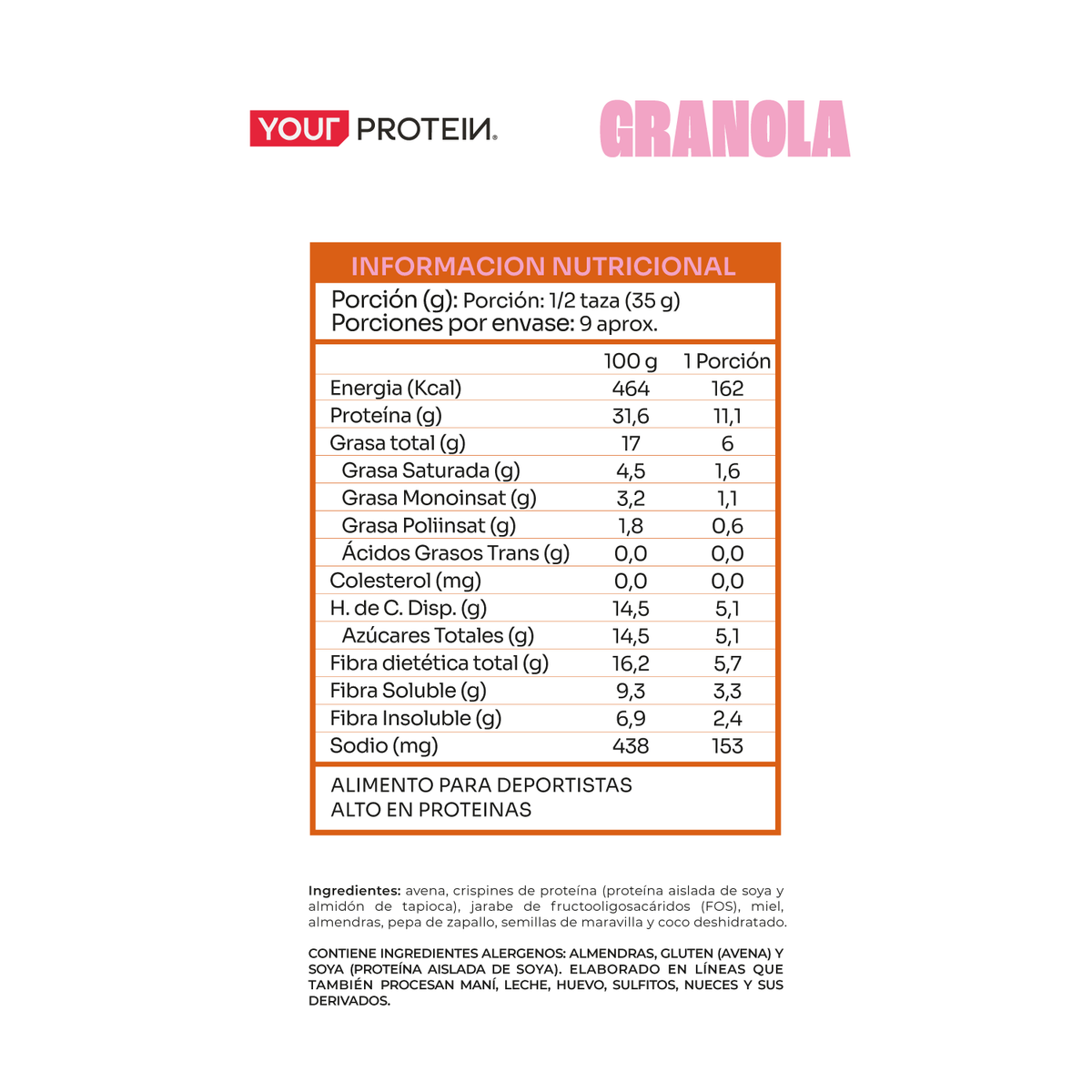 Granola Proteica YPTN – 11g de Proteína