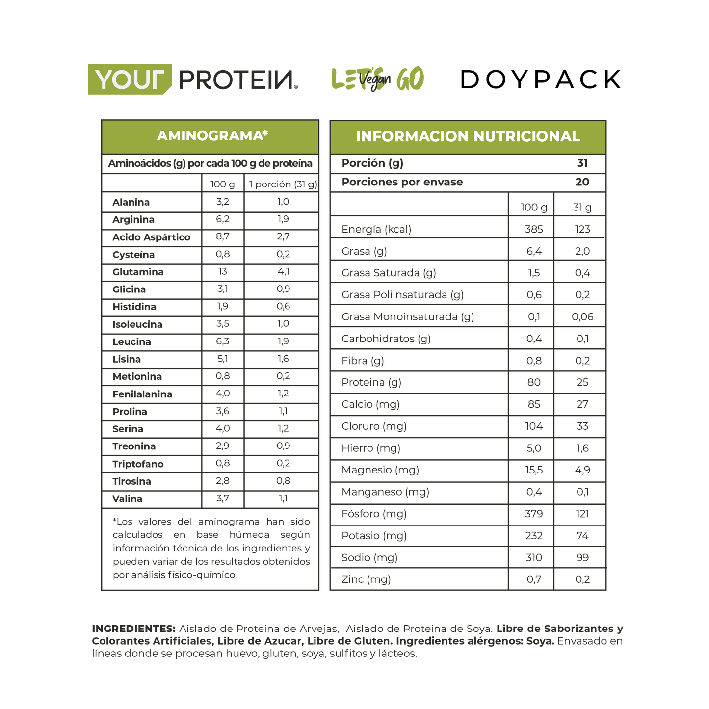 Proteína Vegan Sin Sabor Refill 1.4 lb