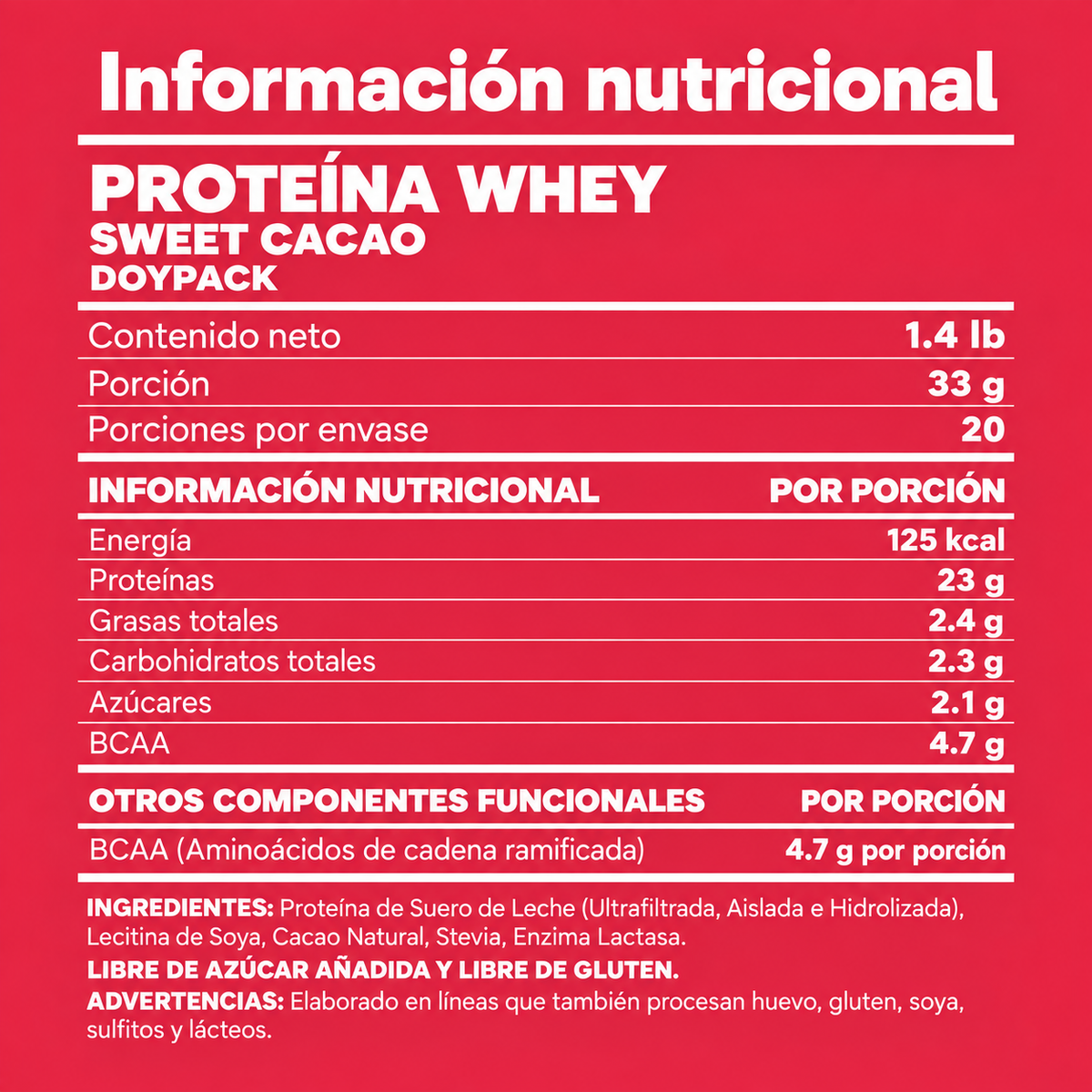 Proteína Whey Sweet Cacao Refill 1.4 lb