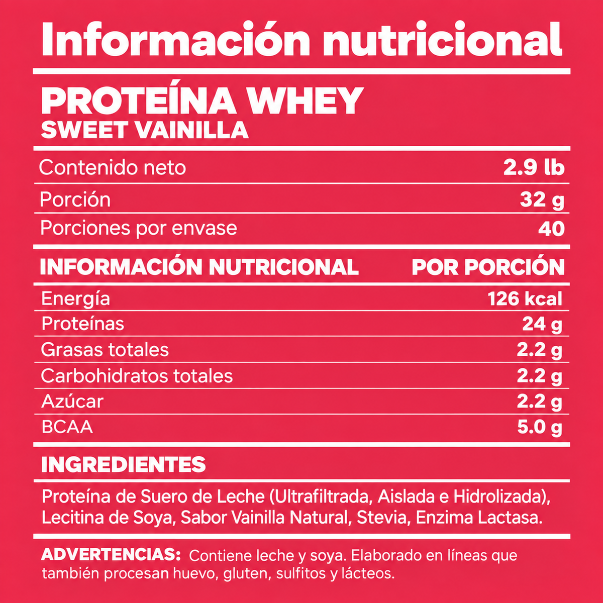 Proteína Whey Sweet Vainilla 2.9 lb