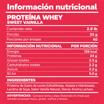 Proteína Whey Sweet Vainilla 2.9 lb